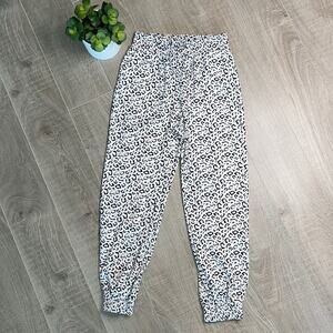 BELINDA Black and White Leopard Print Joggers Pockets Elastic Drawstring Waist